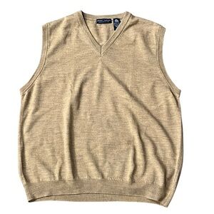 GRANT THOMAS Wool Beige V-Neck Sweater Vest XL